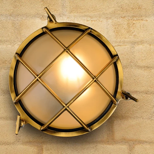 Lucide DUDLEY - Lámpara de pared Dentro/Fuera - Ø 22 cm - 1xE27 - IP65 - Oro mate / Latón - ambiente 1